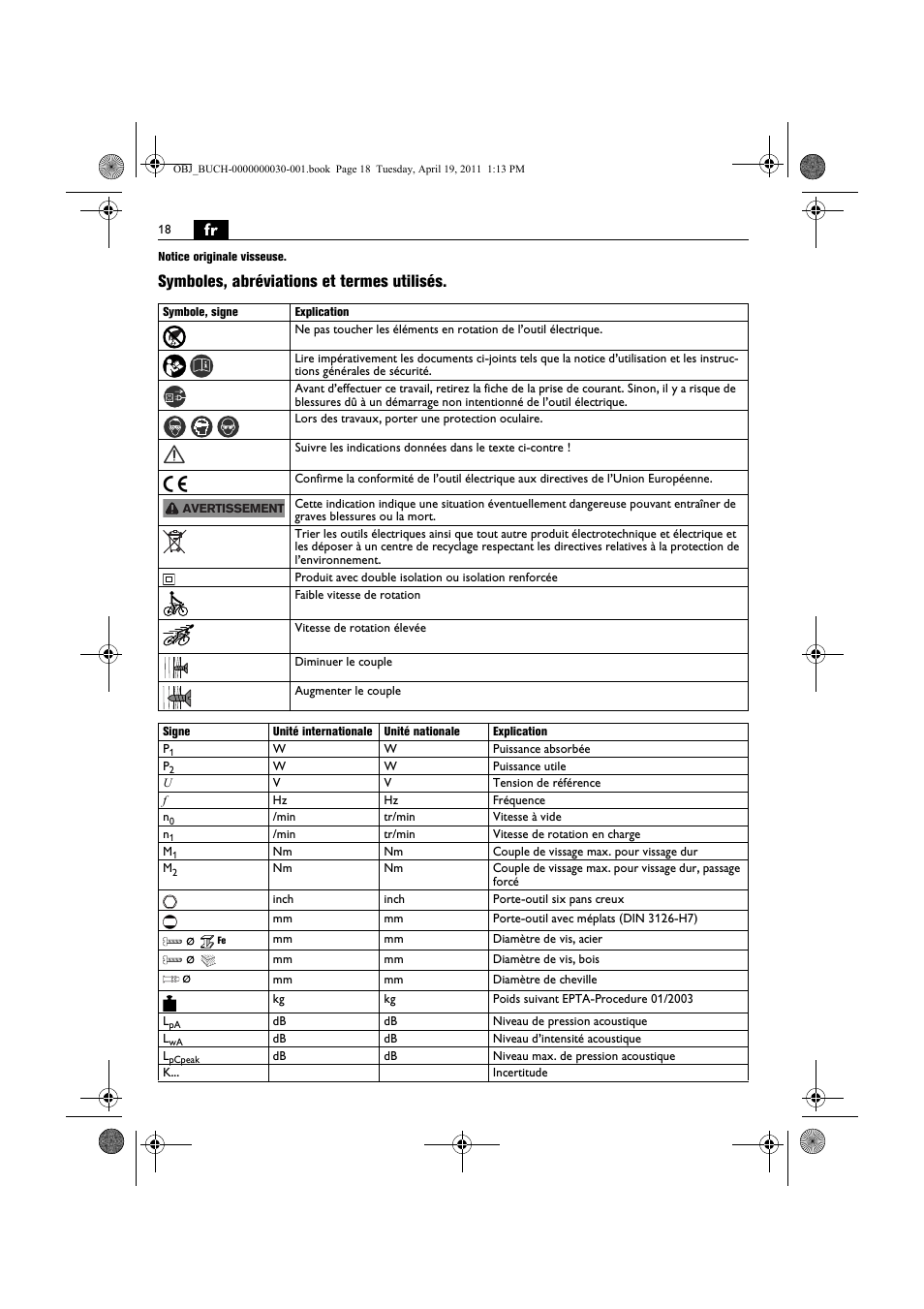 Symboles, abréviations et termes utilisés | Fein SCU7-9 User Manual | Page 18 / 113