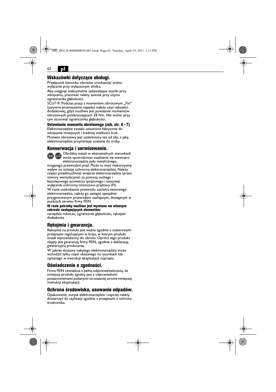 Fein SCU7-9 User Manual | Page 62 / 113