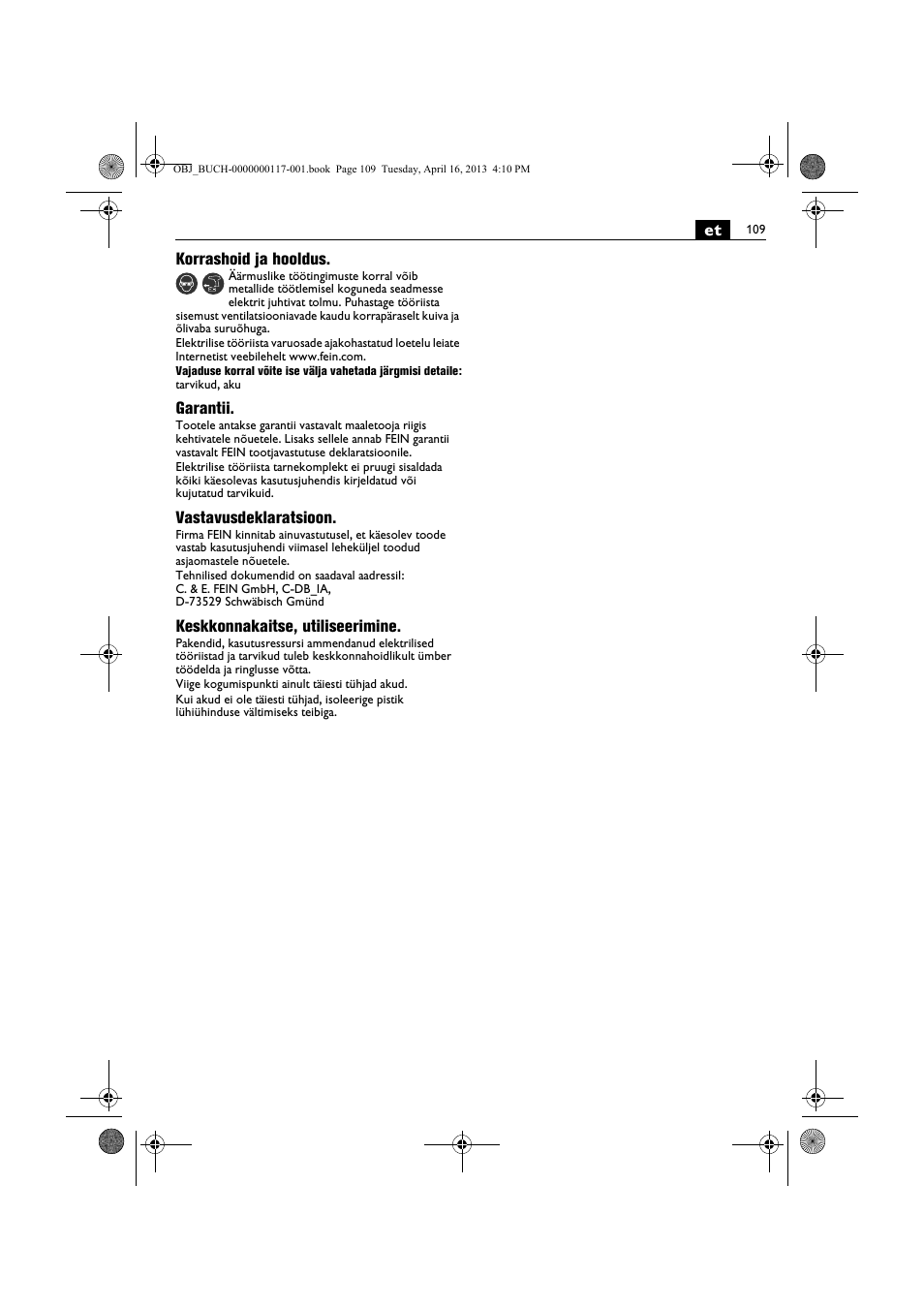 Fein ASCD 18 W4C User Manual | Page 109 / 144