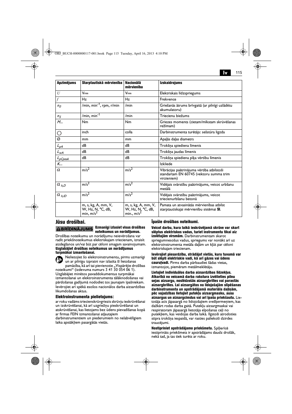 Lv jūsu drošībai | Fein ASCD 18 W4C User Manual | Page 115 / 144