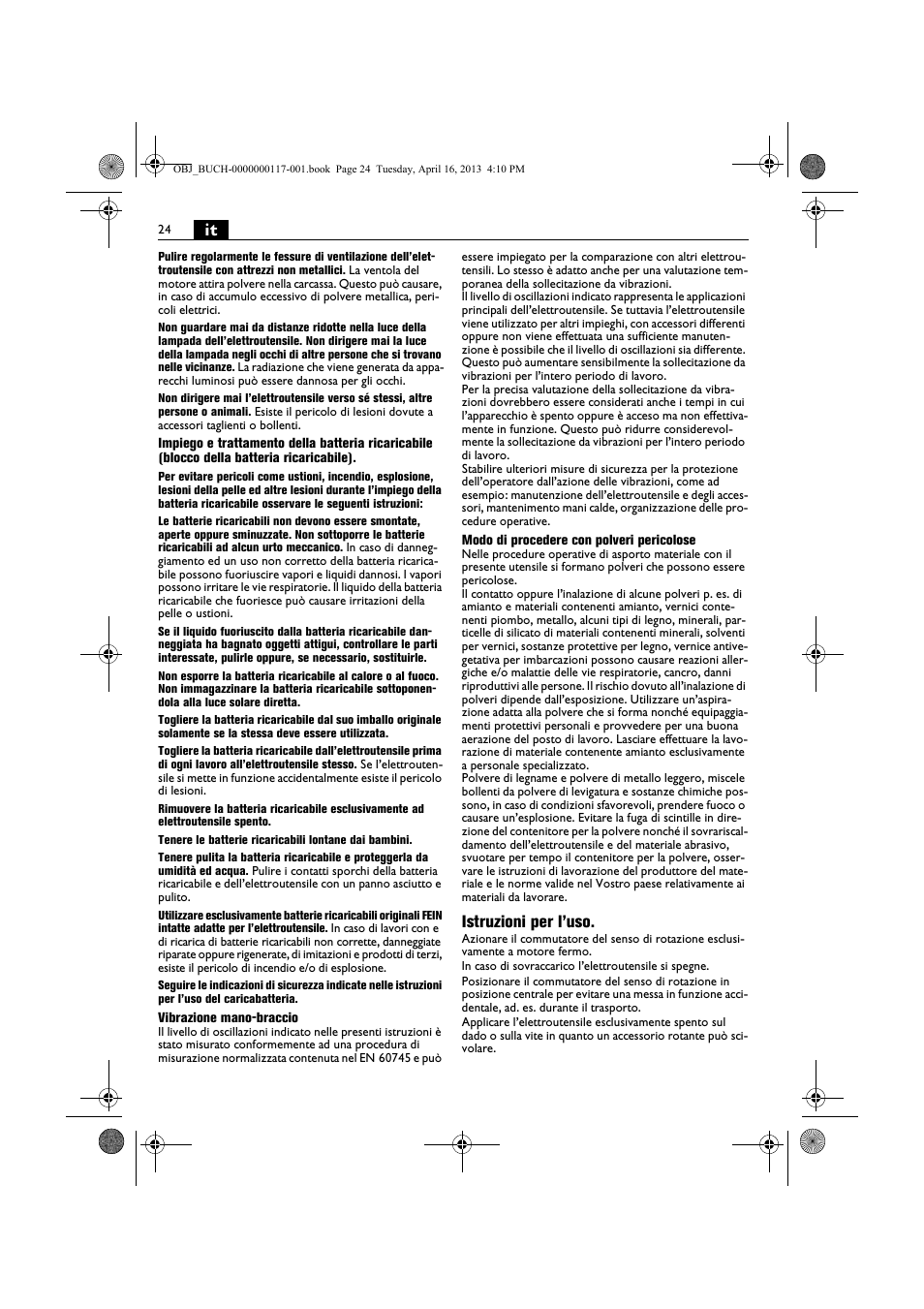 Istruzioni per l’uso | Fein ASCD 18 W4C User Manual | Page 24 / 144