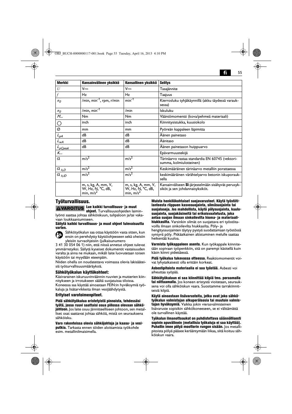 Fi työturvallisuus | Fein ASCD 18 W4C User Manual | Page 55 / 144