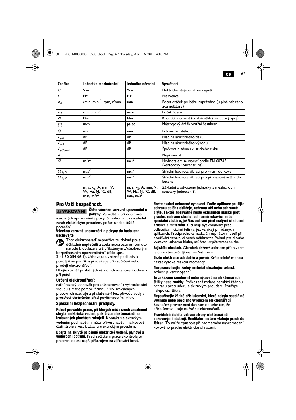 Cs pro vaši bezpečnost | Fein ASCD 18 W4C User Manual | Page 67 / 144