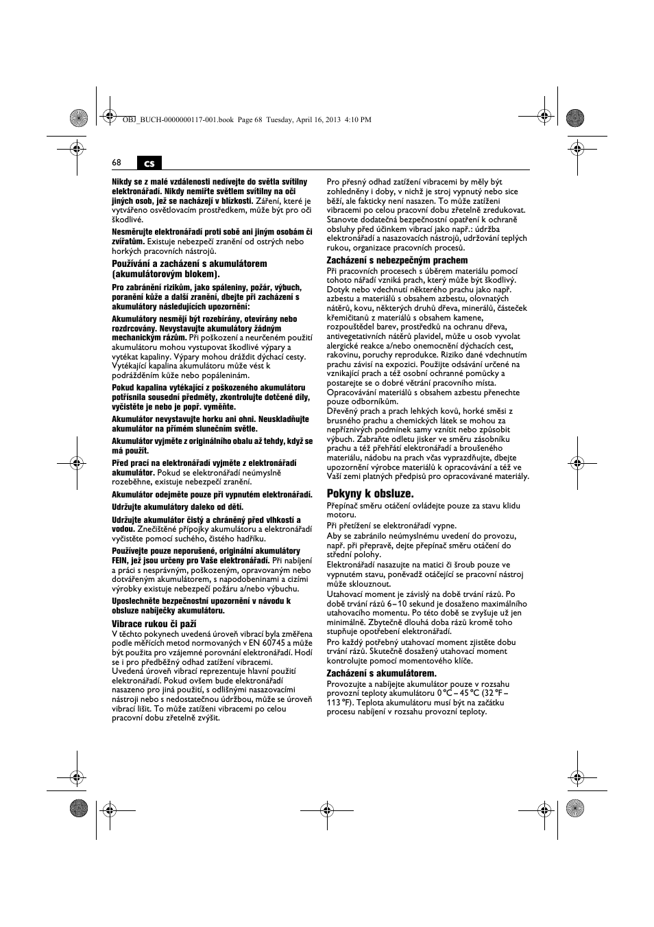 Pokyny k obsluze | Fein ASCD 18 W4C User Manual | Page 68 / 144
