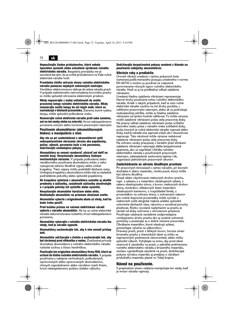 Návod na používanie | Fein ASCD 18 W4C User Manual | Page 72 / 144