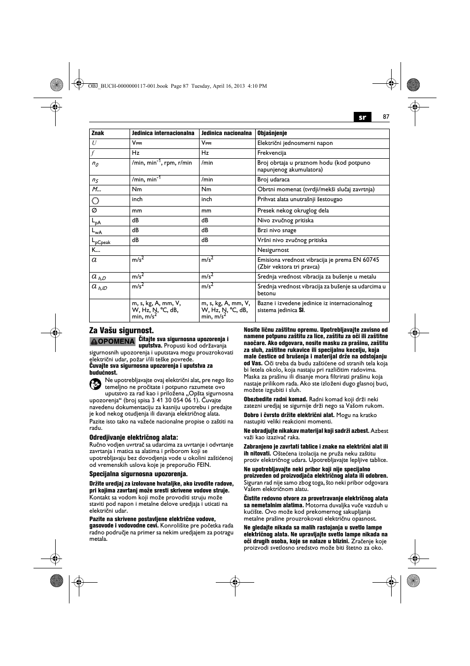 Sr za vašu sigurnost | Fein ASCD 18 W4C User Manual | Page 87 / 144
