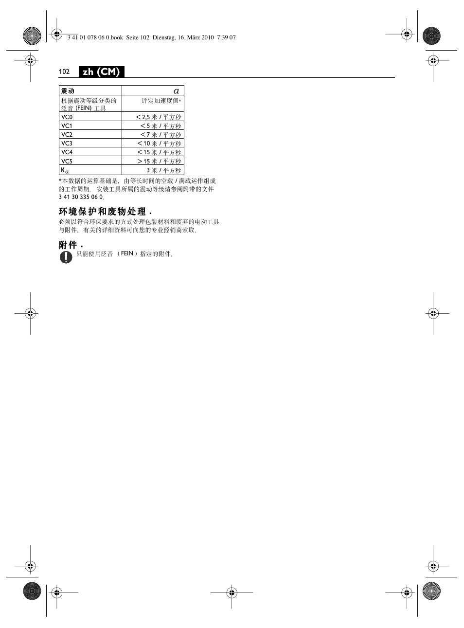 Zh (cm) | Fein MultiMaster Marine User Manual | Page 102 / 107