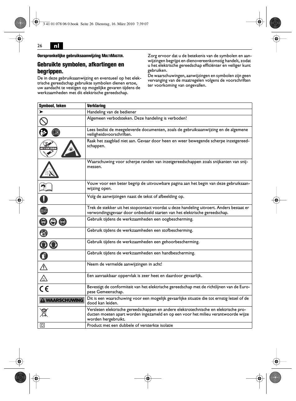 Gebruikte symbolen, afkortingen en begrippen | Fein MultiMaster Marine User Manual | Page 26 / 107