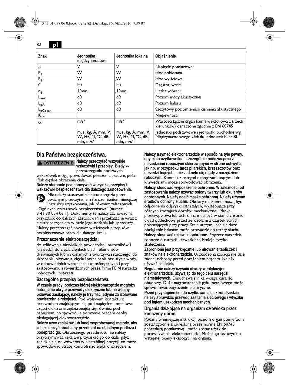 Pl dla paƒstwa bezpieczeƒstwa | Fein MultiMaster Marine User Manual | Page 82 / 107