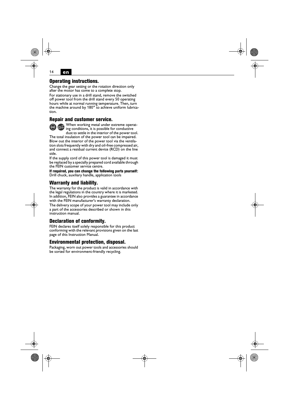 Fein BOP 10-2 User Manual | Page 14 / 110