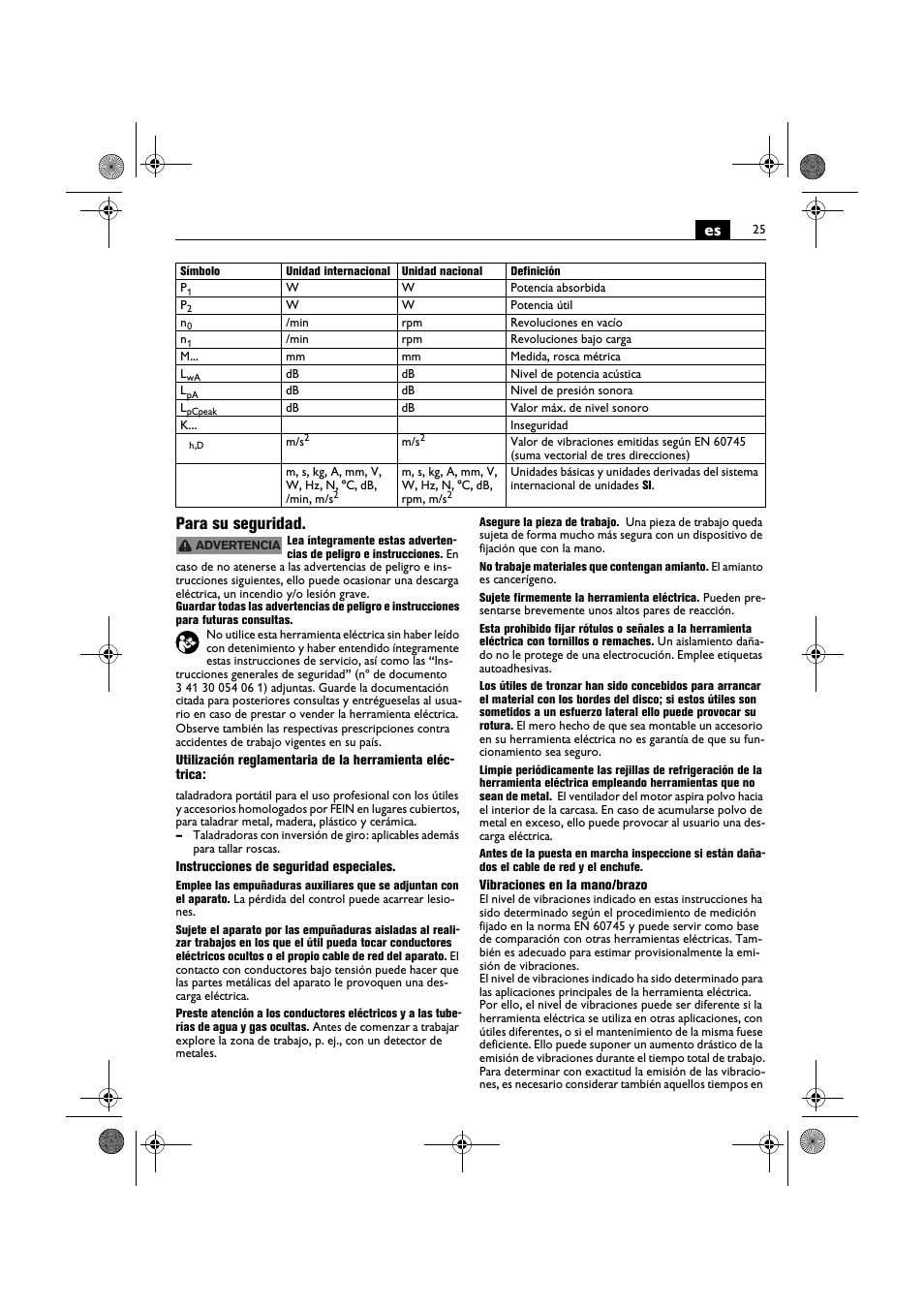 Es para su seguridad | Fein BOP 10-2 User Manual | Page 25 / 110