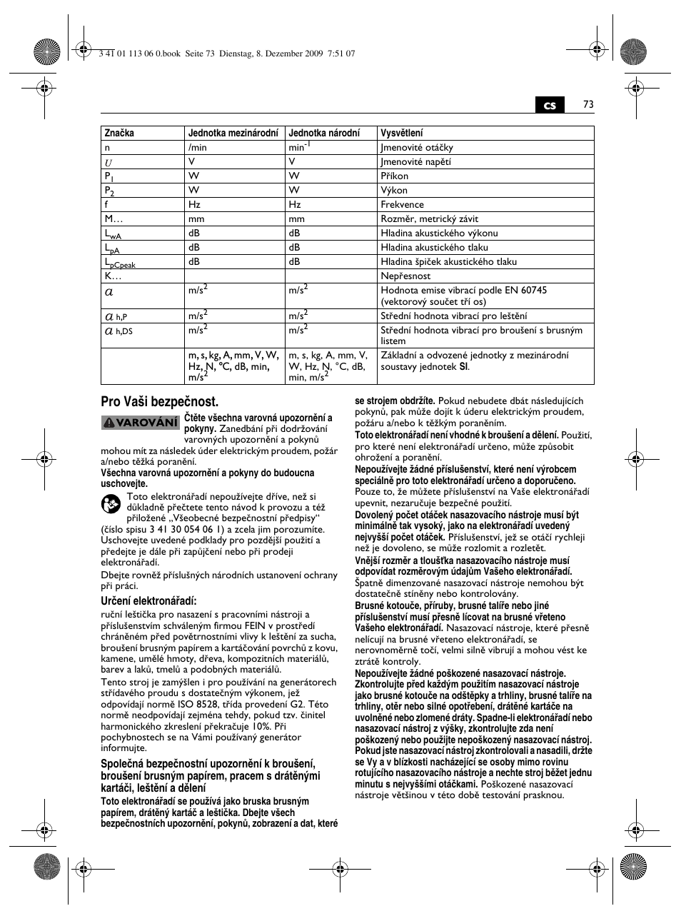 Cs pro va‰i bezpeãnost | Fein WPO 14-15E User Manual | Page 73 / 94