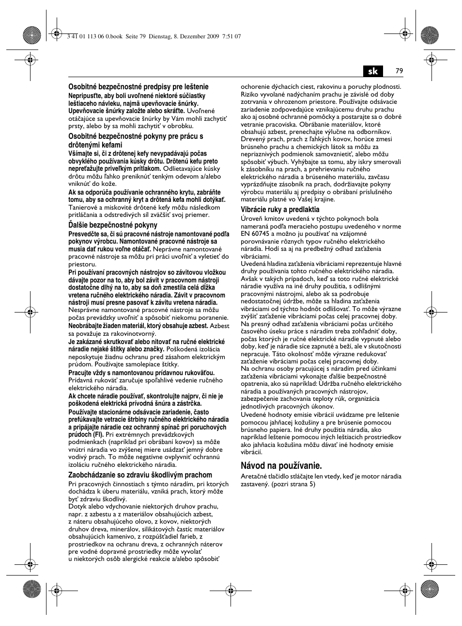 Návod na pouïívanie | Fein WPO 14-15E User Manual | Page 79 / 94