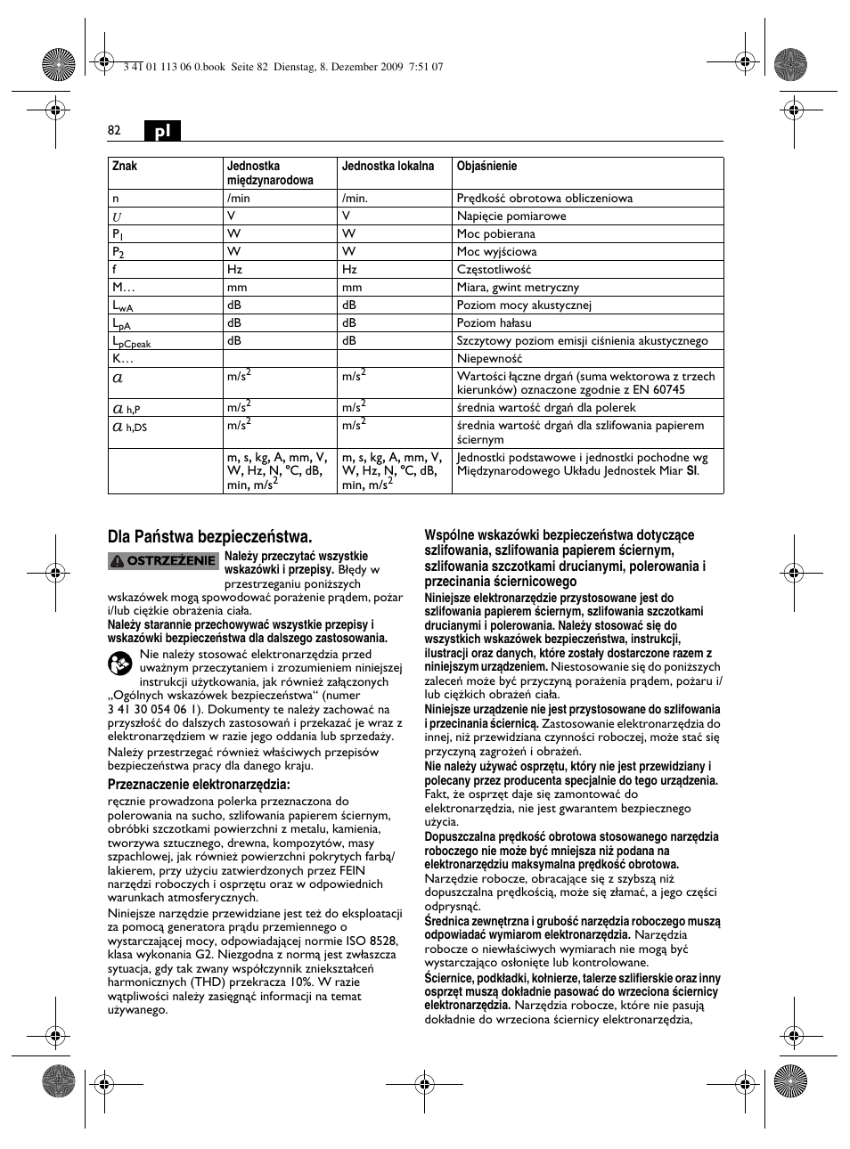 Pl dla paƒstwa bezpieczeƒstwa | Fein WPO 14-15E User Manual | Page 82 / 94