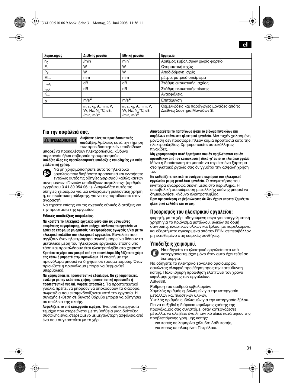 И· щлу ·ык¿пви¿ ы, Úôôúèûìﬁ˜ щф˘ лпвощъиоф‡ въб·пв›ф, Аф‰в›нви˜ ¯виъиымф | Fein ASte636 User Manual | Page 31 / 61