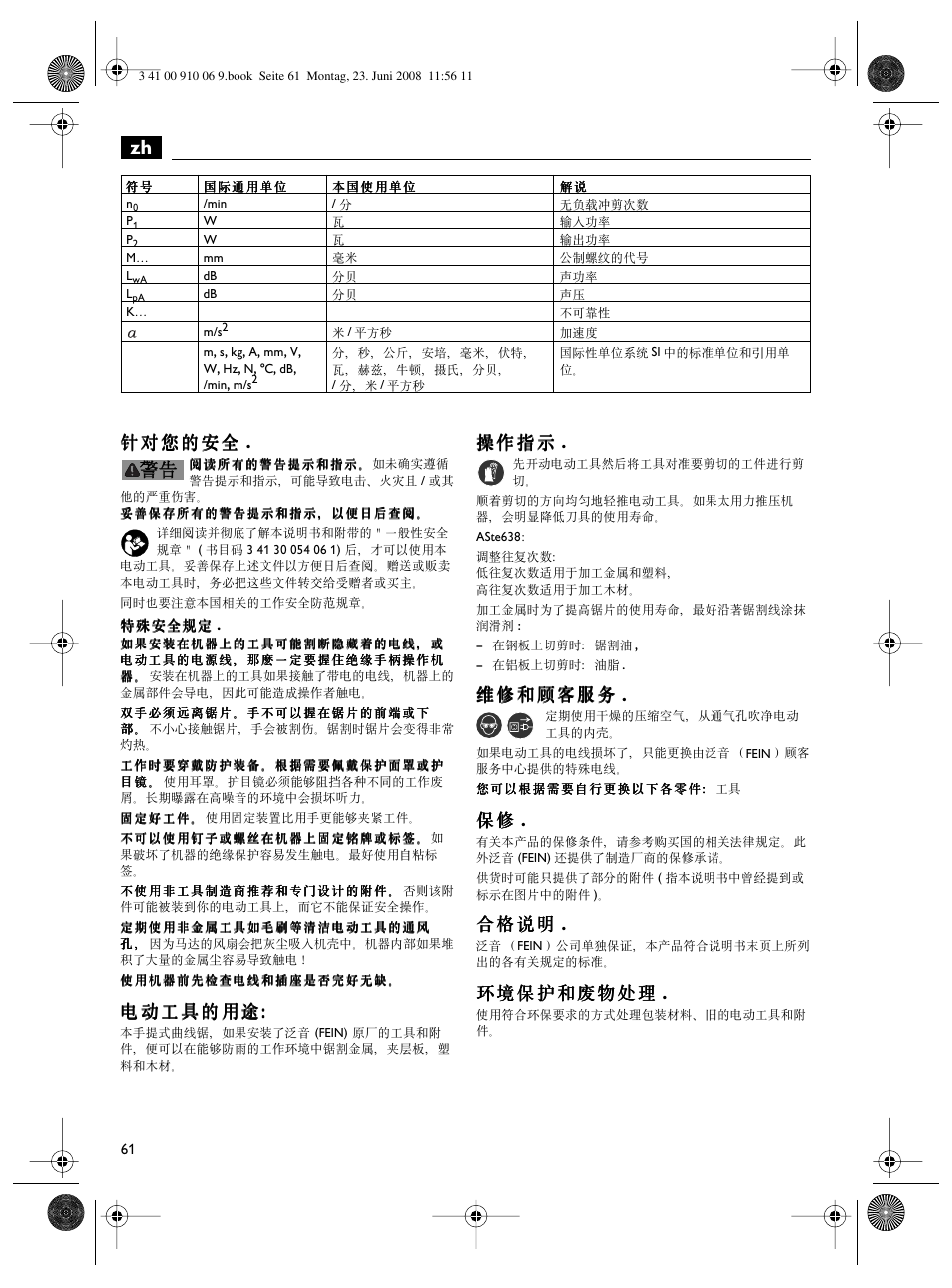 Fein ASte636 User Manual | Page 61 / 61