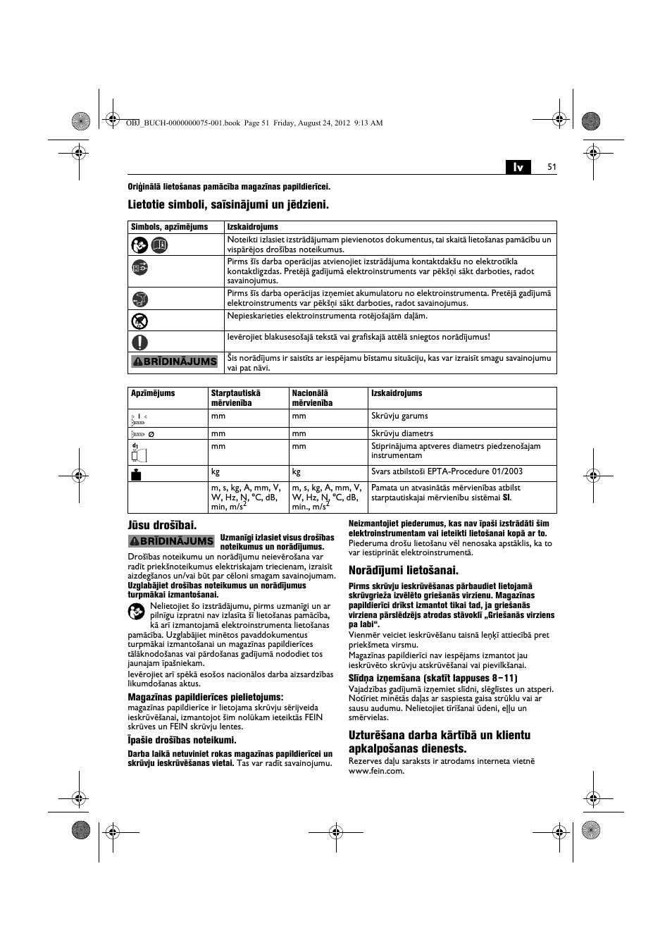 Norādījumi lietošanai | Fein ASCT18M магазин User Manual | Page 51 / 63