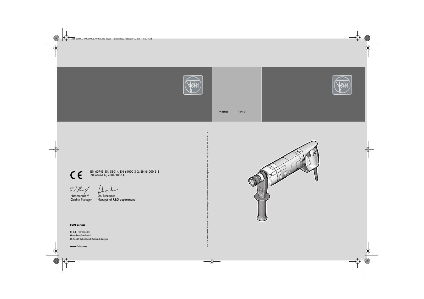 Fein KBH25 User Manual | 117 pages