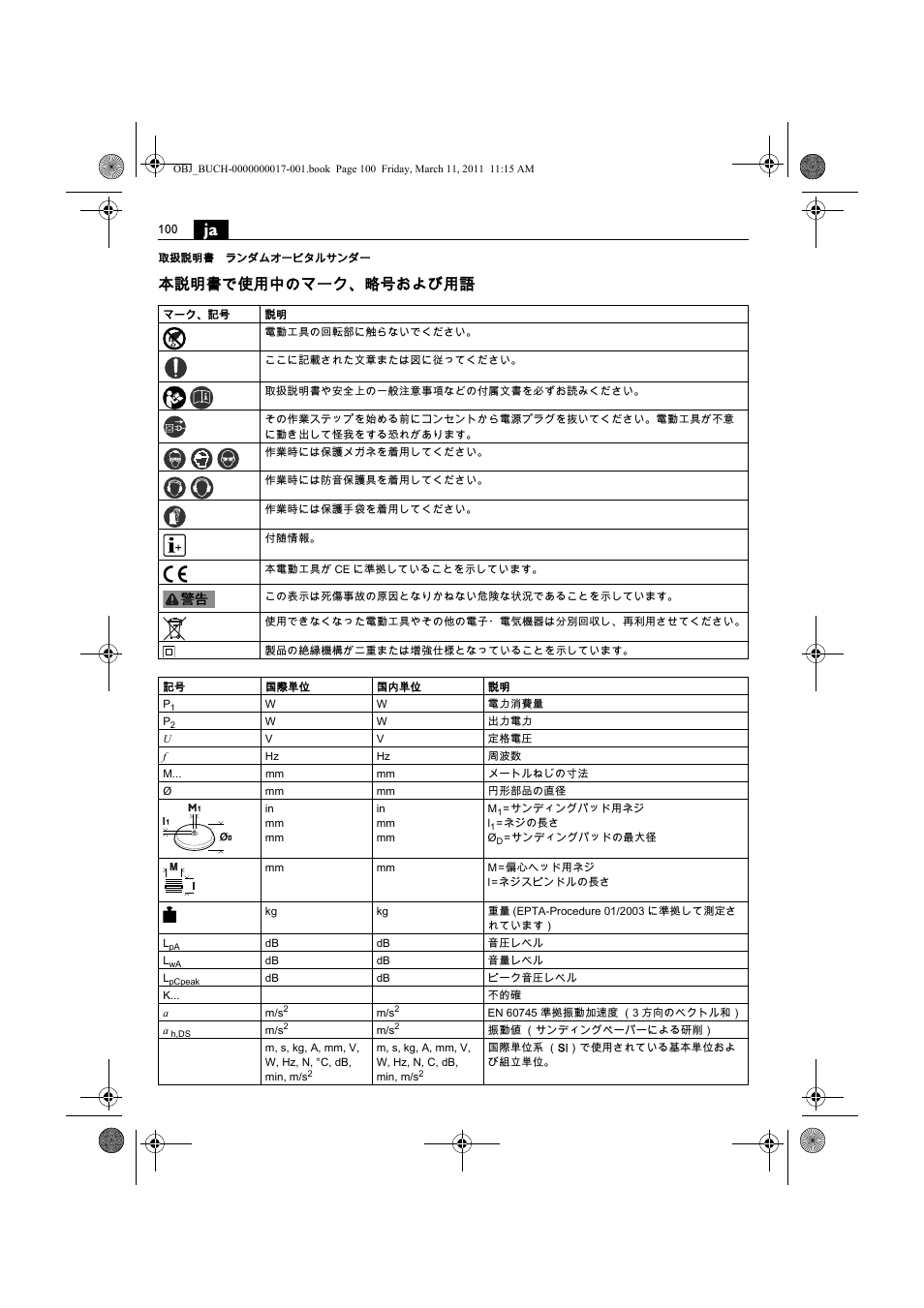 本説明書で使用中のマーク、略号および用語 | Fein MSf 636-1 User Manual | Page 100 / 108