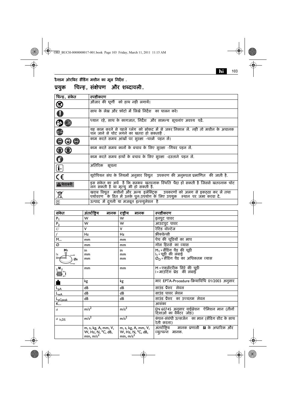 युक्त िचन्ह , संक्षेपण और शब्दावल | Fein MSf 636-1 User Manual | Page 103 / 108