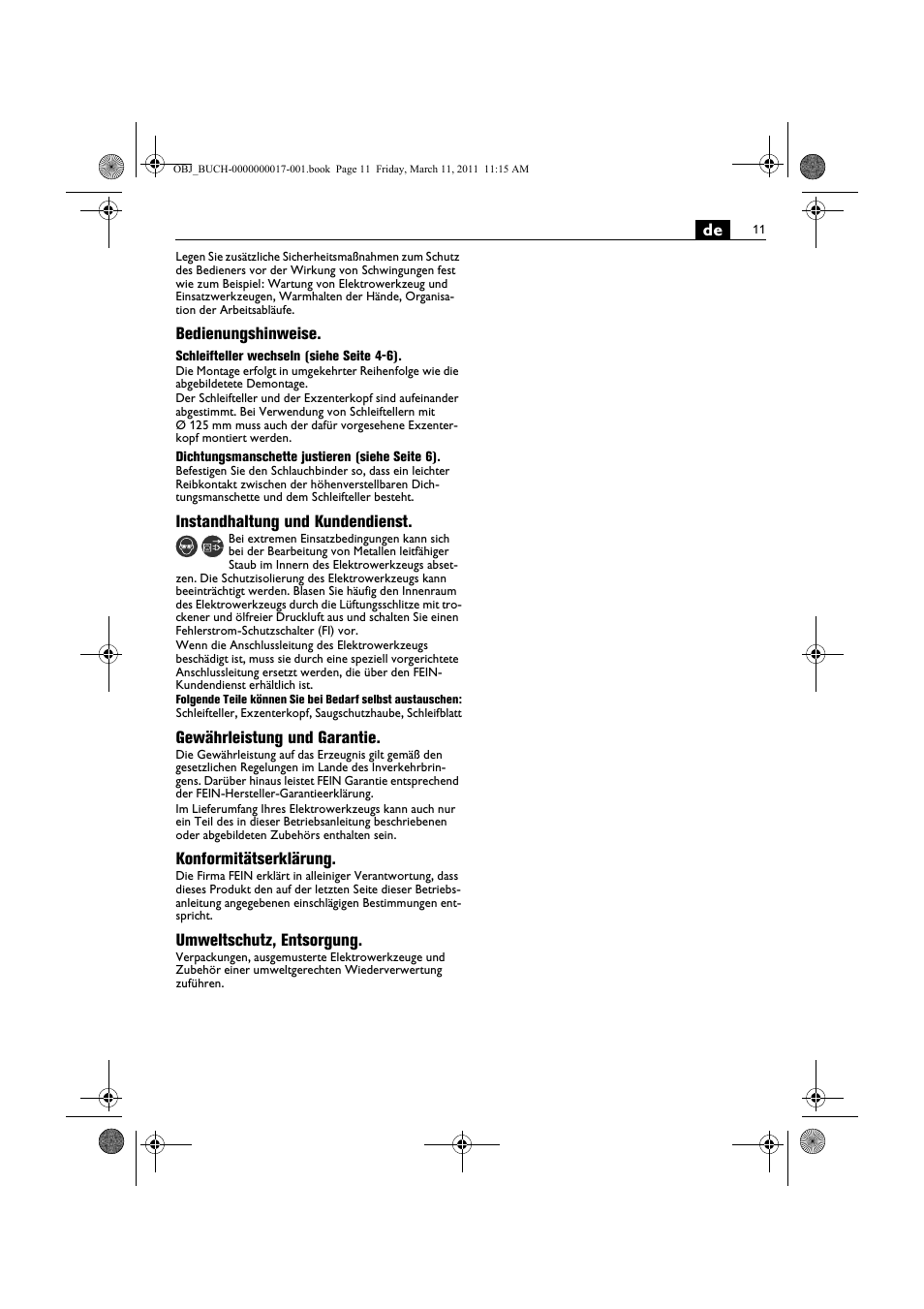 Fein MSf 636-1 User Manual | Page 11 / 108