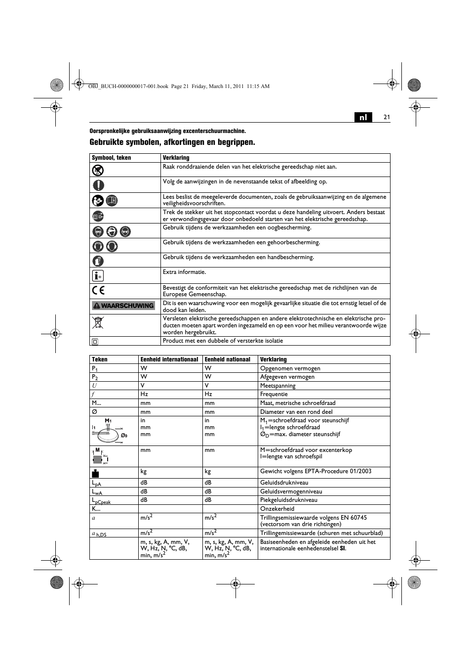 Gebruikte symbolen, afkortingen en begrippen | Fein MSf 636-1 User Manual | Page 21 / 108