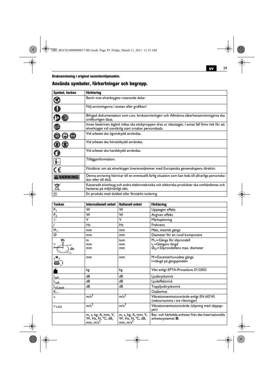 Använda symboler, förkortningar och begrepp | Fein MSf 636-1 User Manual | Page 39 / 108