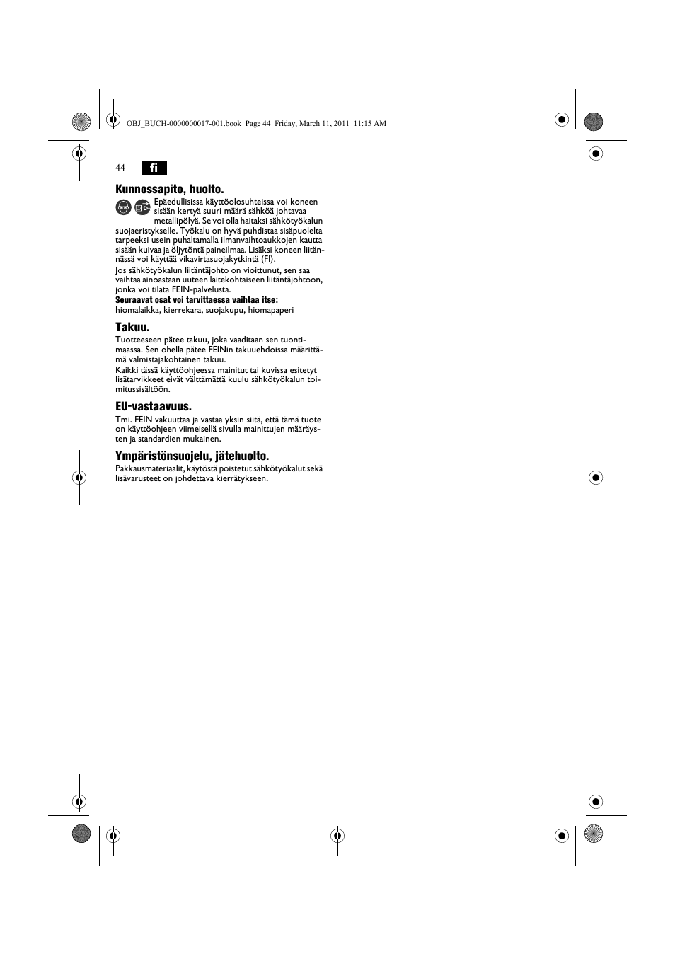 Fein MSf 636-1 User Manual | Page 44 / 108