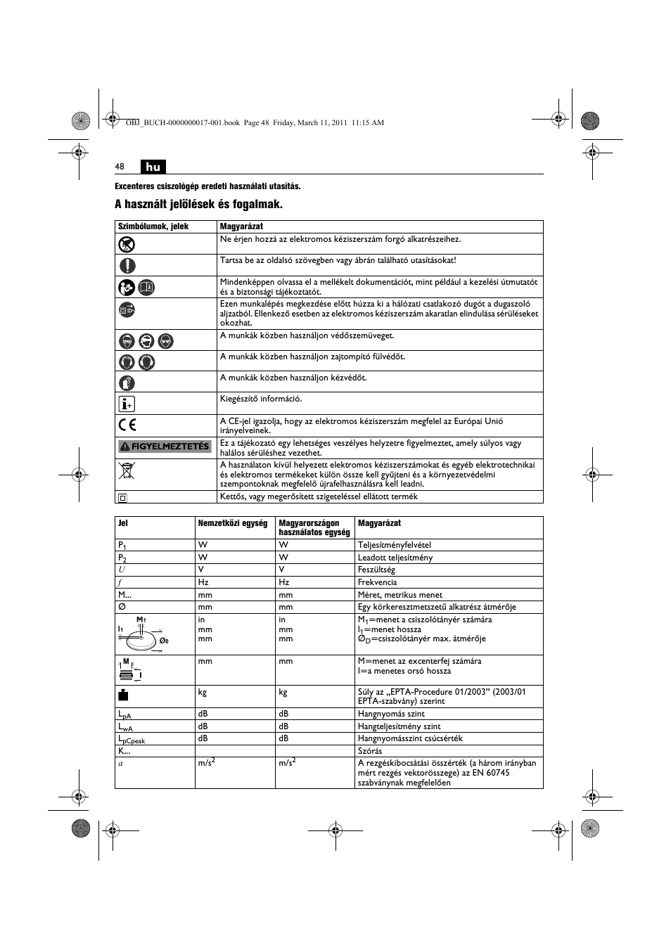 A használt jelölések és fogalmak | Fein MSf 636-1 User Manual | Page 48 / 108