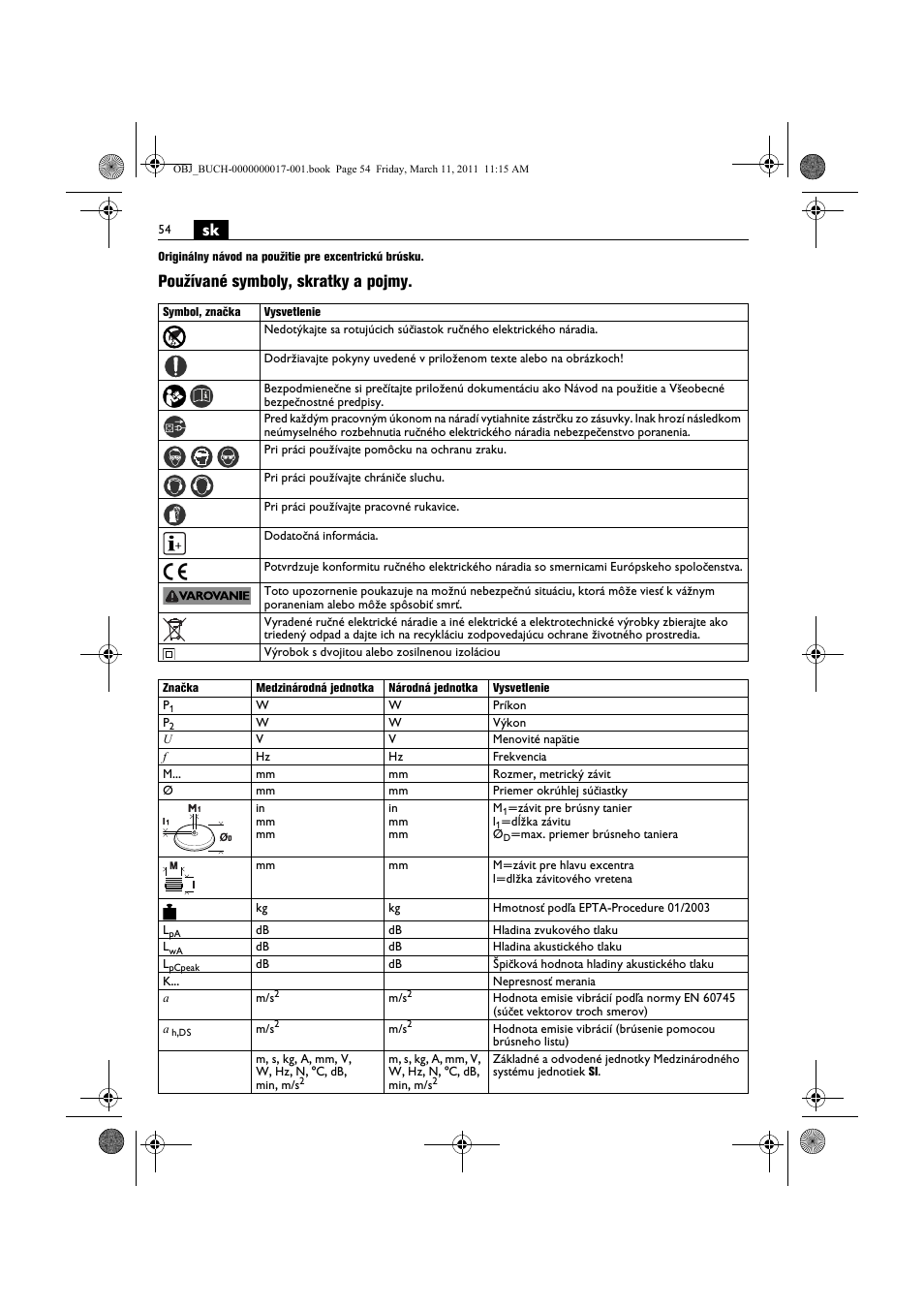 Používané symboly, skratky a pojmy | Fein MSf 636-1 User Manual | Page 54 / 108