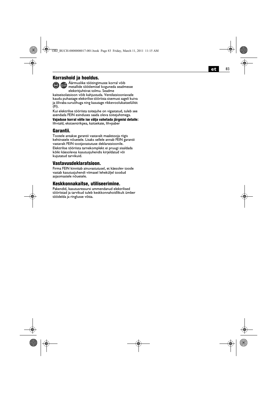 Fein MSf 636-1 User Manual | Page 83 / 108