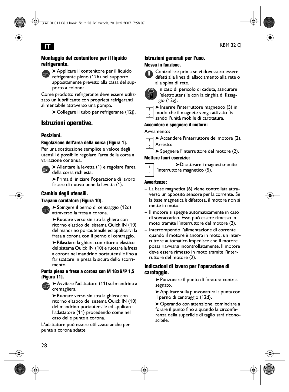 Istruzioni operative | Fein KBM32Q User Manual | Page 28 / 121