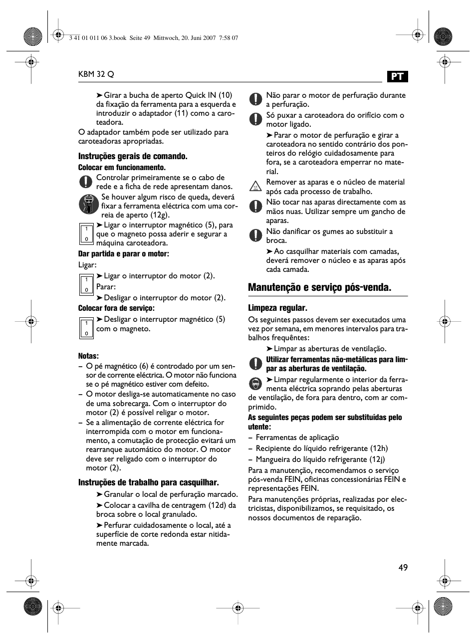 Manutenção e serviço pós-venda | Fein KBM32Q User Manual | Page 49 / 121