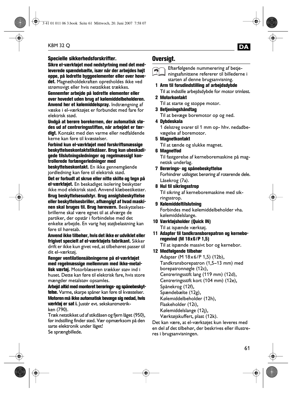 Oversigt | Fein KBM32Q User Manual | Page 61 / 121