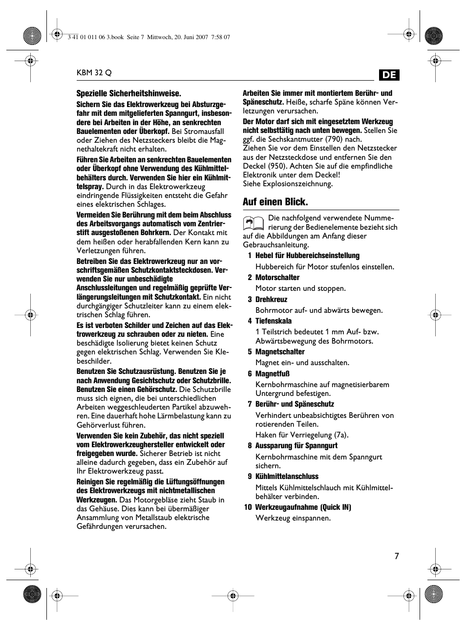Auf einen blick | Fein KBM32Q User Manual | Page 7 / 121