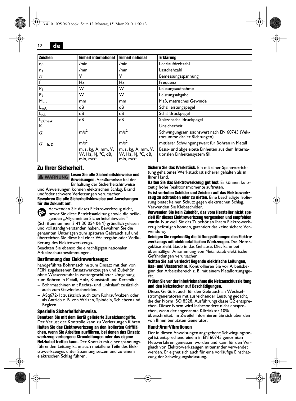 De zu ihrer sicherheit | Fein ASq 672-1 User Manual | Page 12 / 64