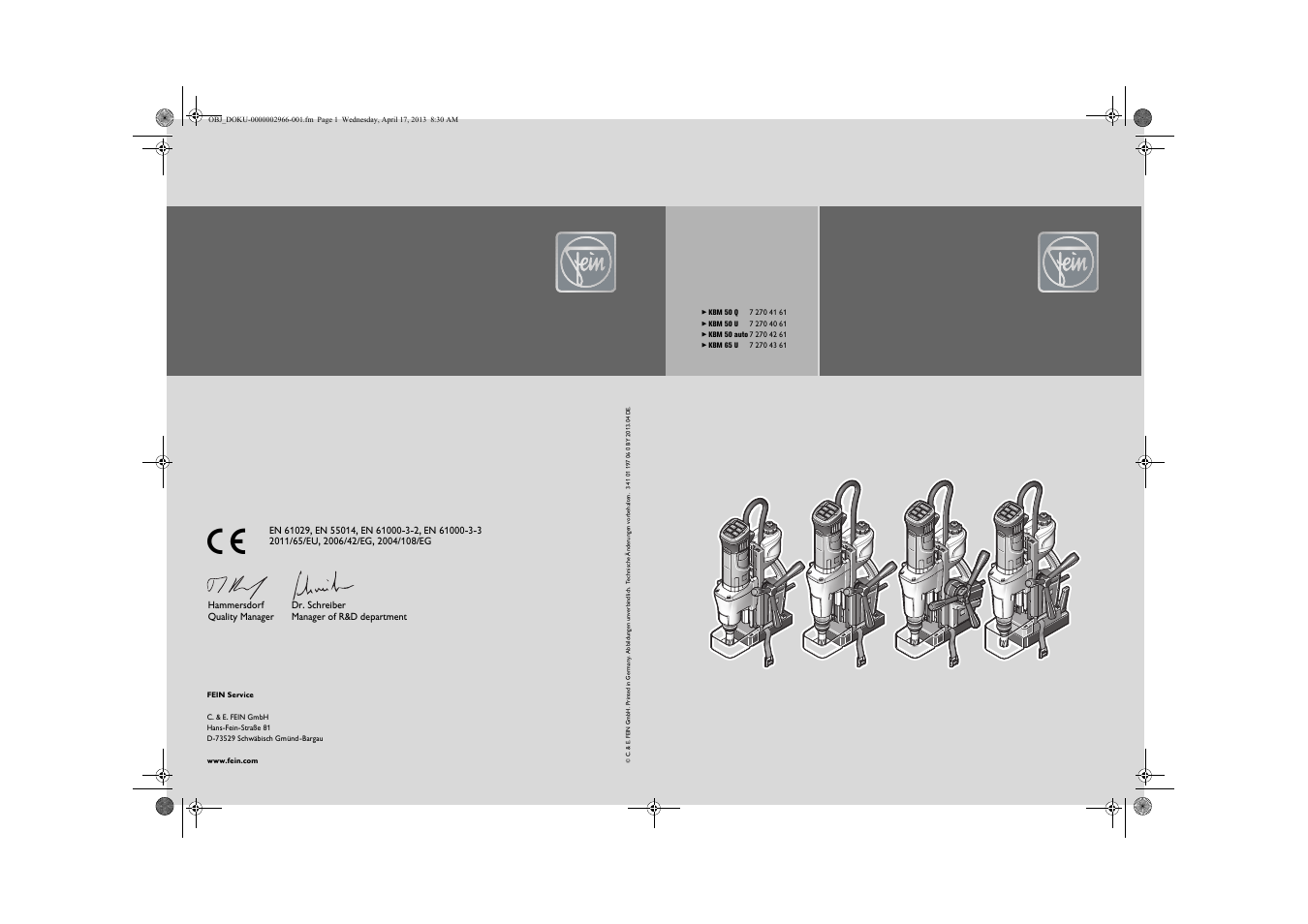 Fein KBM65U User Manual | 162 pages