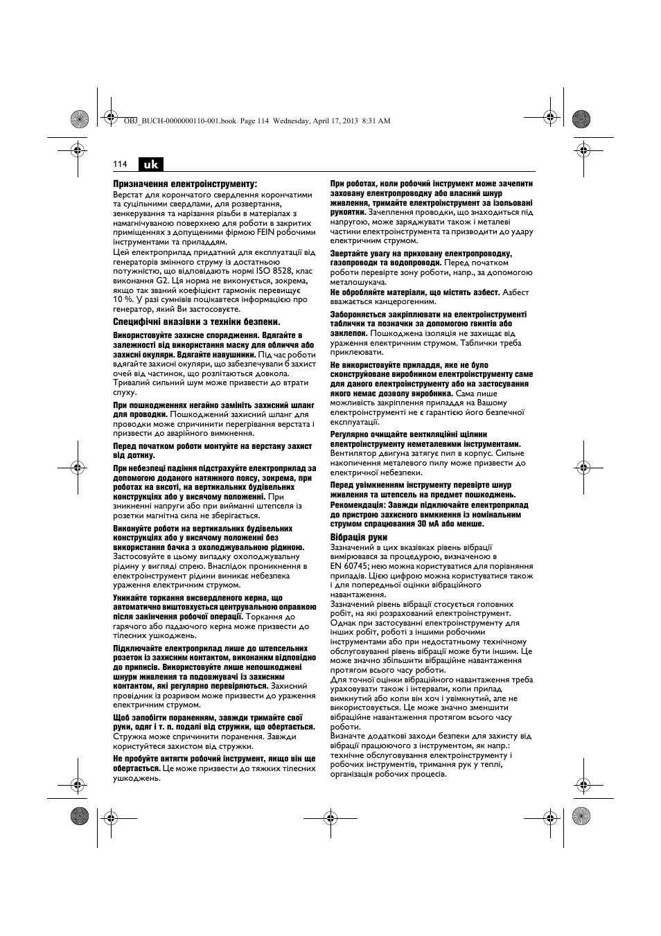 Fein KBM65U User Manual | Page 114 / 162