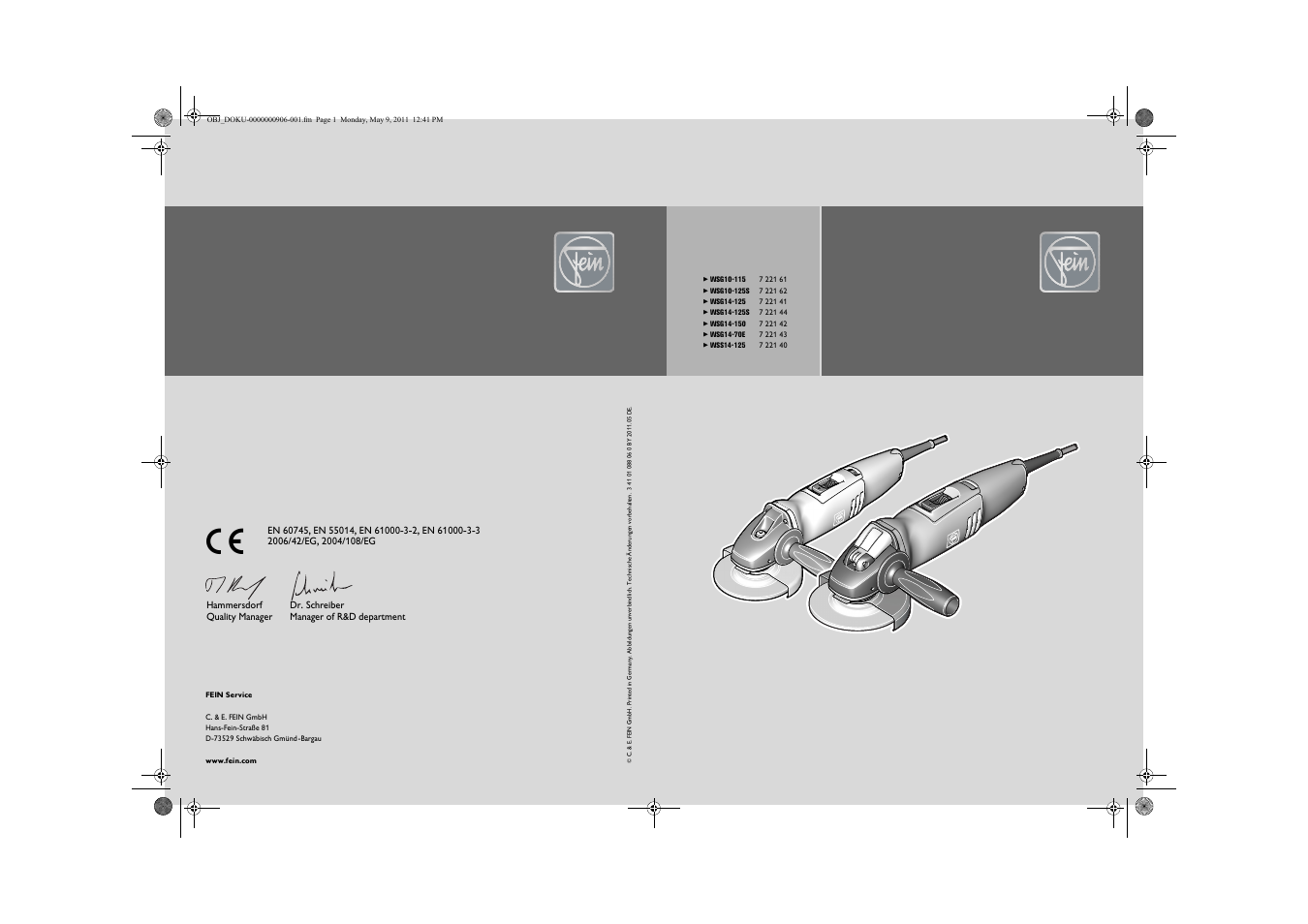 Fein WSG 14-70E User Manual | 195 pages