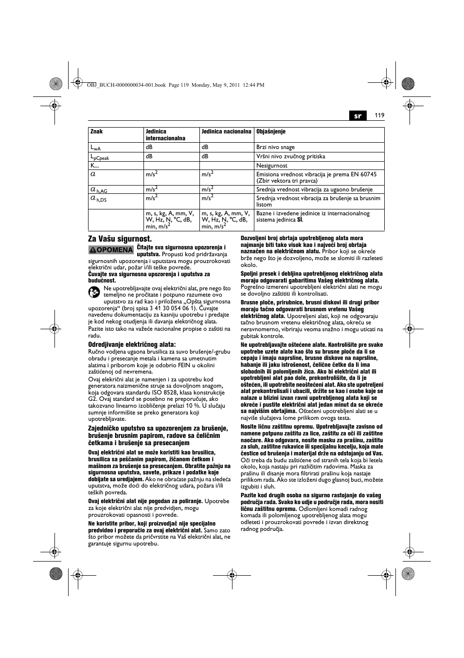 Sr za vašu sigurnost | Fein WSG 14-70E User Manual | Page 119 / 195