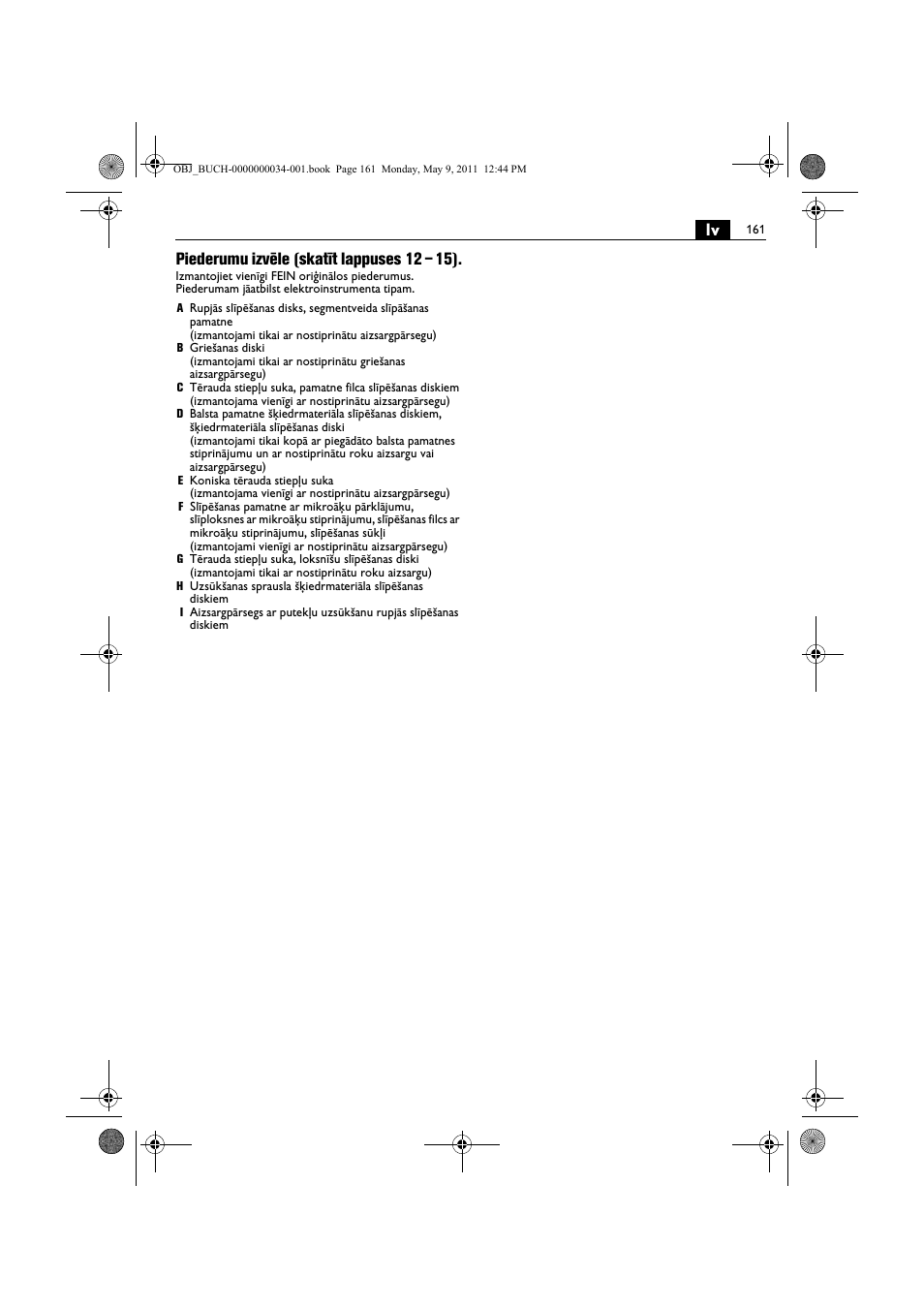 Lv piederumu izvēle (skatīt lappuses 12 – 15) | Fein WSG 14-70E User Manual | Page 161 / 195