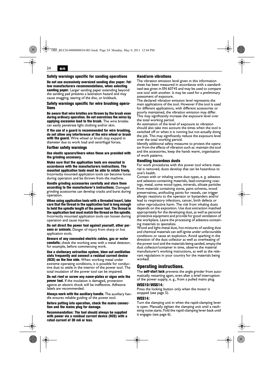 Operating instructions | Fein WSG 14-70E User Manual | Page 24 / 195