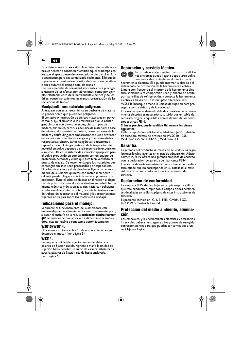 Fein WSG 14-70E User Manual | Page 46 / 195