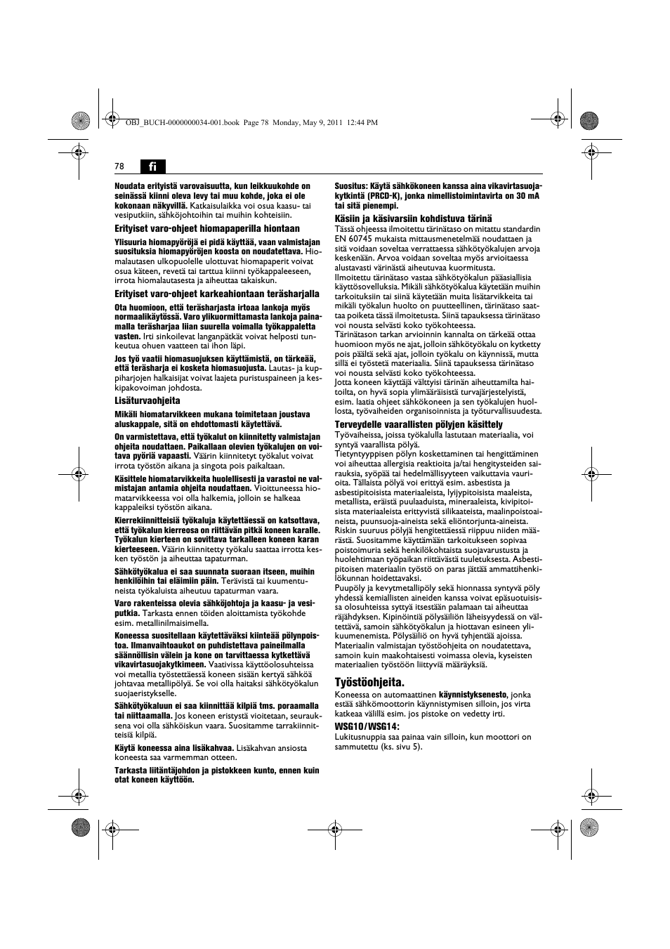 Työstöohjeita | Fein WSG 14-70E User Manual | Page 78 / 195