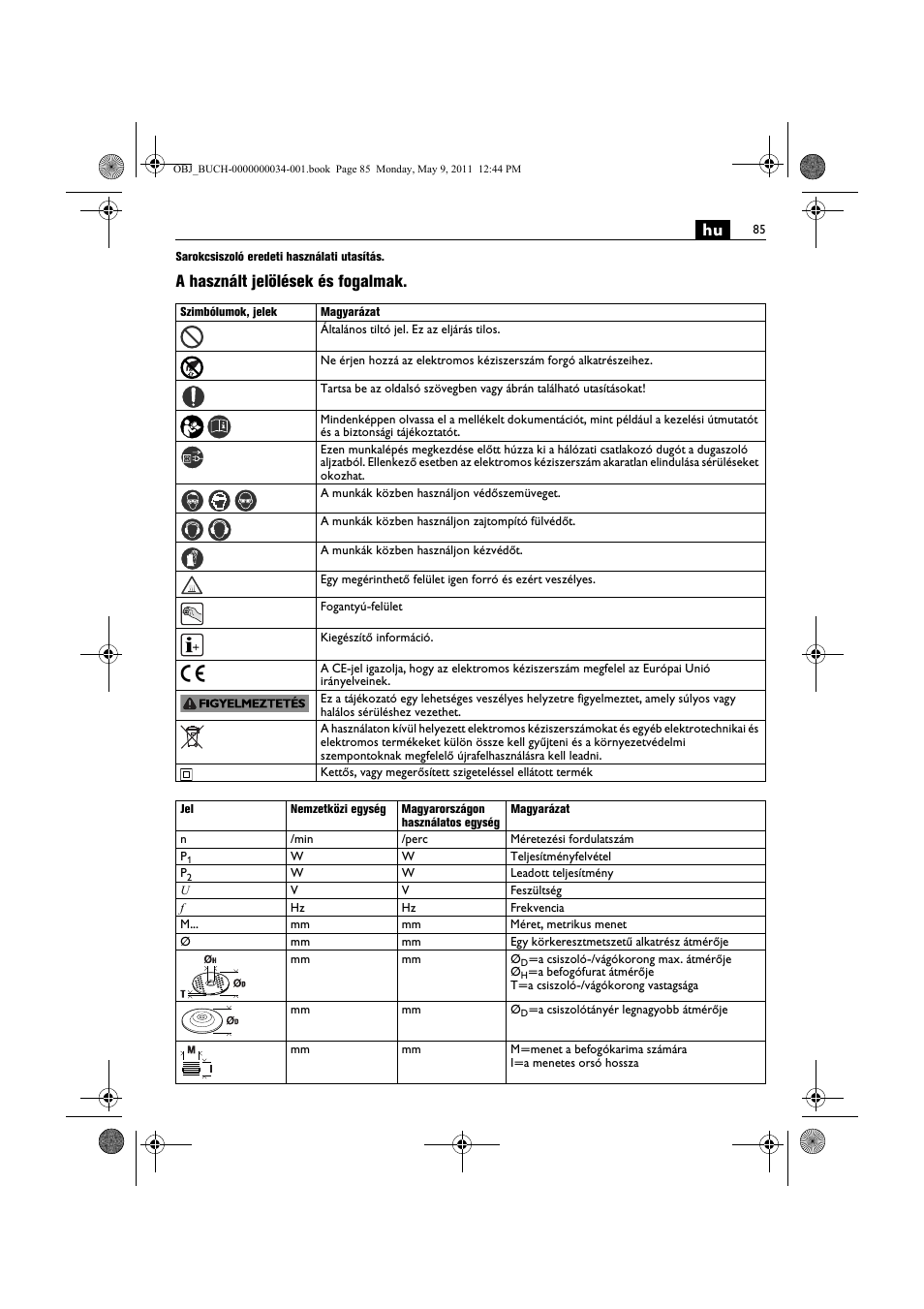 A használt jelölések és fogalmak | Fein WSG 14-70E User Manual | Page 85 / 195