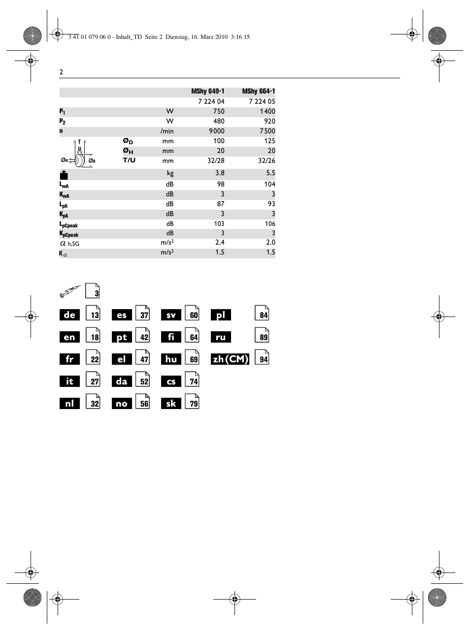 Zh(cm) | Fein MShy_664_1 User Manual | Page 2 / 96