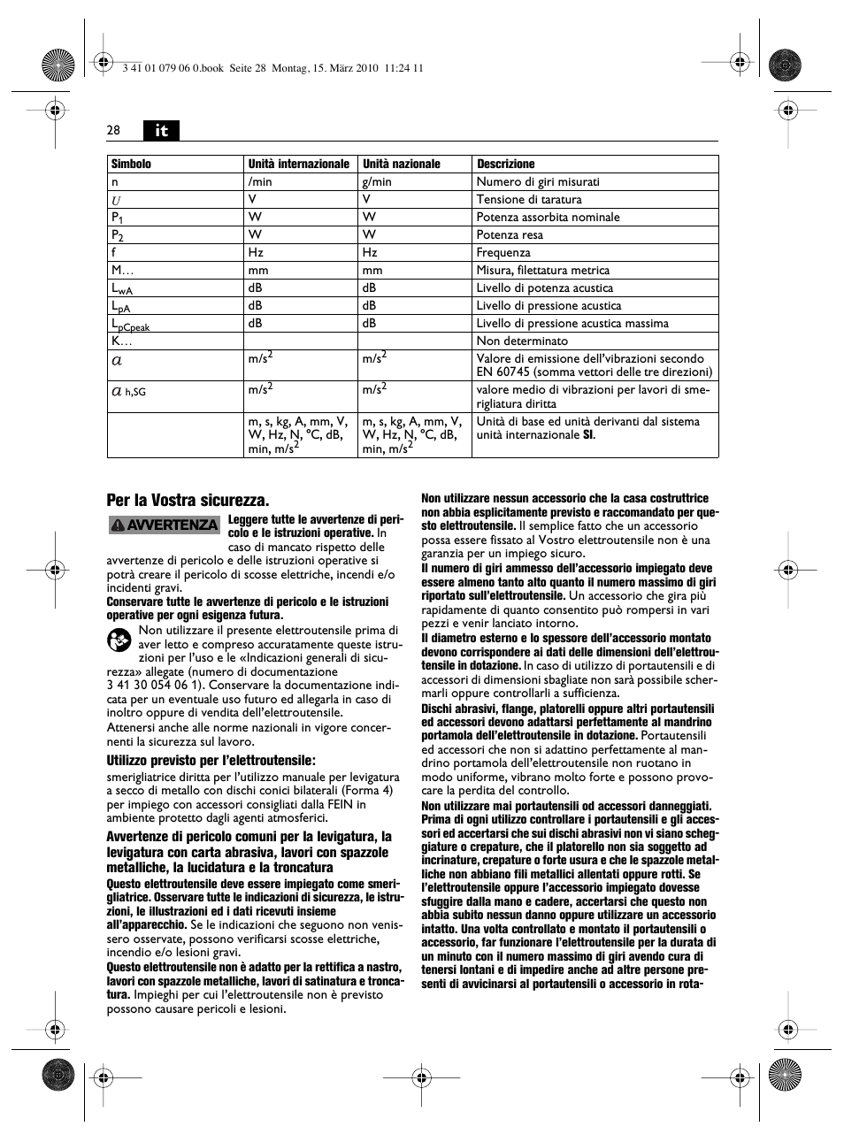 It per la vostra sicurezza | Fein MShy_664_1 User Manual | Page 28 / 96