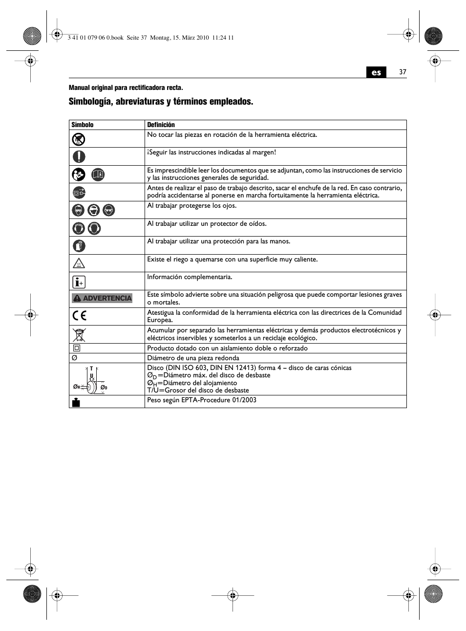 Simbología, abreviaturas y términos empleados | Fein MShy_664_1 User Manual | Page 37 / 96