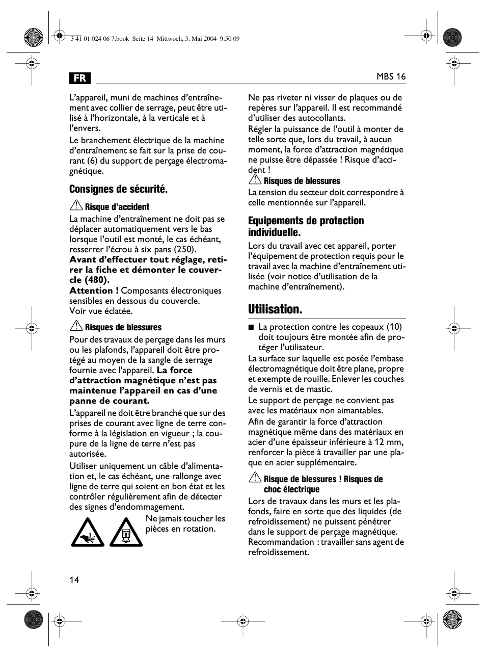 Utilisation | Fein MBS16 User Manual | Page 14 / 78