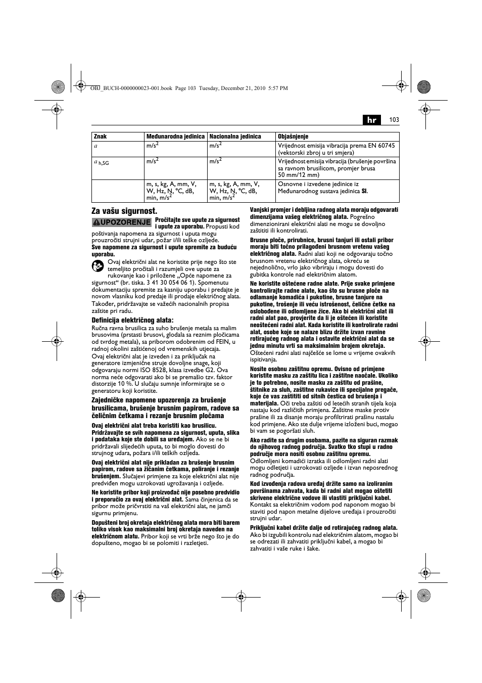 Hr za vašu sigurnost | Fein MShy_648-1Z User Manual | Page 103 / 164